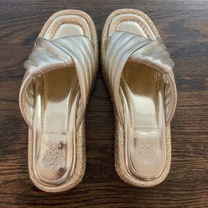 Vince Camuto Gold Platform Slides